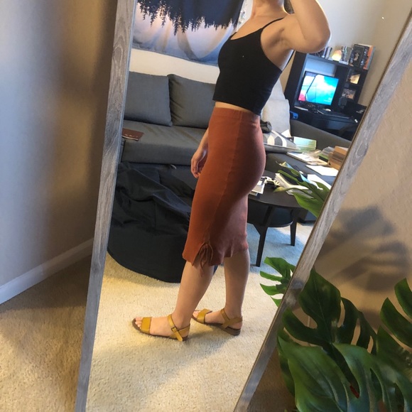 Orange Cotton Pencil Midi Skirt Size Small - Picture 4 of 13